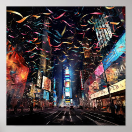 Poster Confetti Caindo no Véspera de Ano Novo em Nova Yor