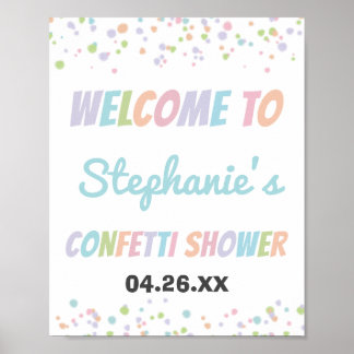 Poster Confetti Colorida Pequeno Chá de borboleta Bonito