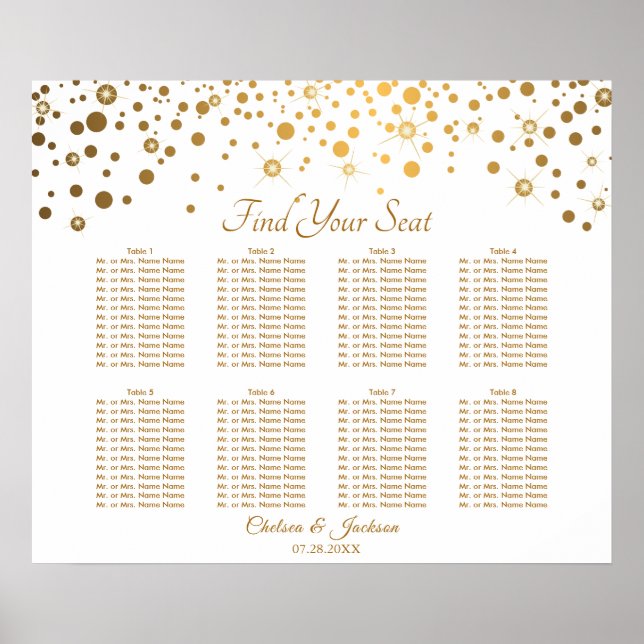 Poster Confetti Dourado Pontos e Branco - Gráfico de Luga (Frente)