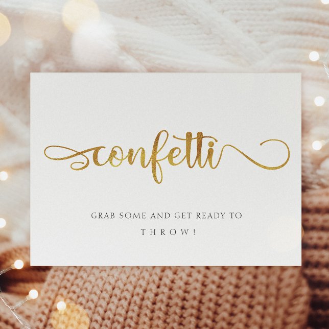 Poster Confetti dourado, simples placa de casamento de mo (Criador carregado)