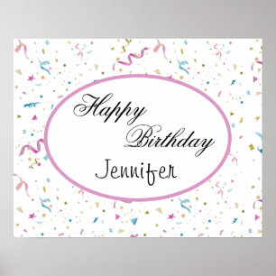 Poster Confetti Glitter Rosa e Aqua