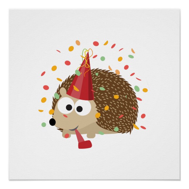Pôster Confetti Party Hedgehog (Frente)
