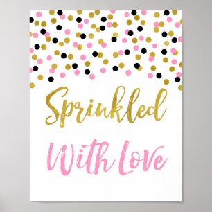 Poster Confetti Preto Dourado Cor-de-Rosa Espelhado com S