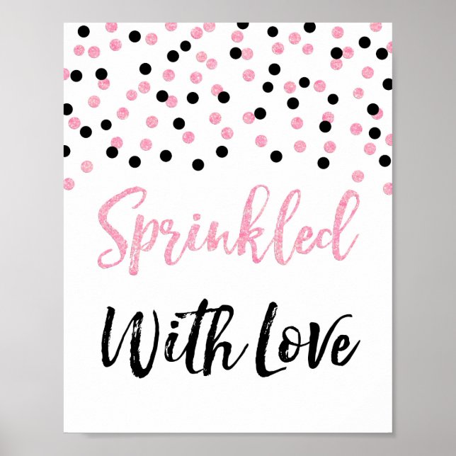 Poster Confetti Preto Rosa Espelhado com Sinal de Amor (Frente)