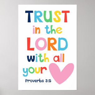 Poster Confiança No Lorde Kids, Bíblia Cristã Verse Poste