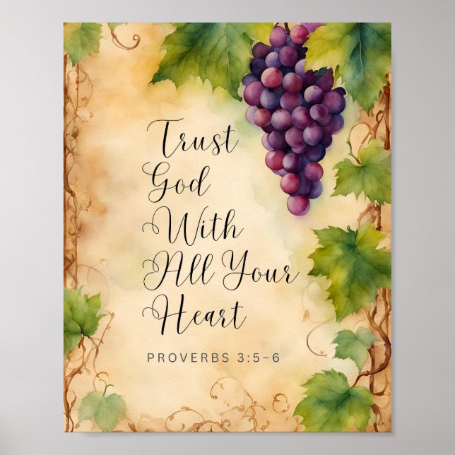 Poster Confie em Deus com Todo o Seu Coração Provérbios 3 (Frente)