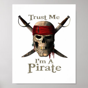 Poster Confie em mim, sou um crânio pirata e espadas, Anc