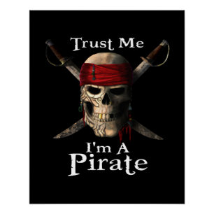 Pôster Confie em mim, sou um crânio pirata e espadas é en
