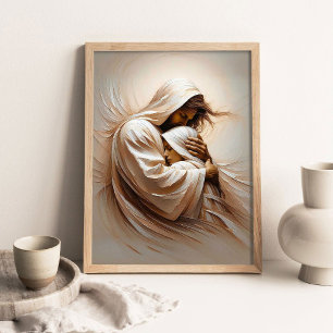 Poster Confie Nele, Arte Cristã, Jesus Cristo e Menina