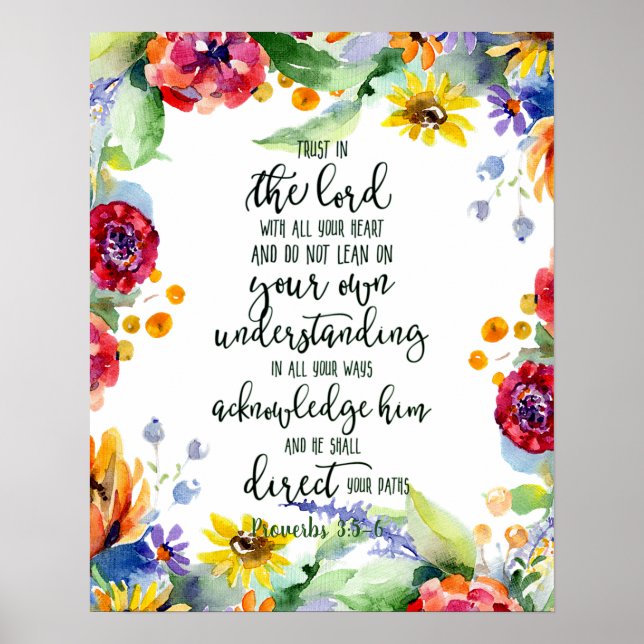 Poster Confie no Senhor floral (Frente)