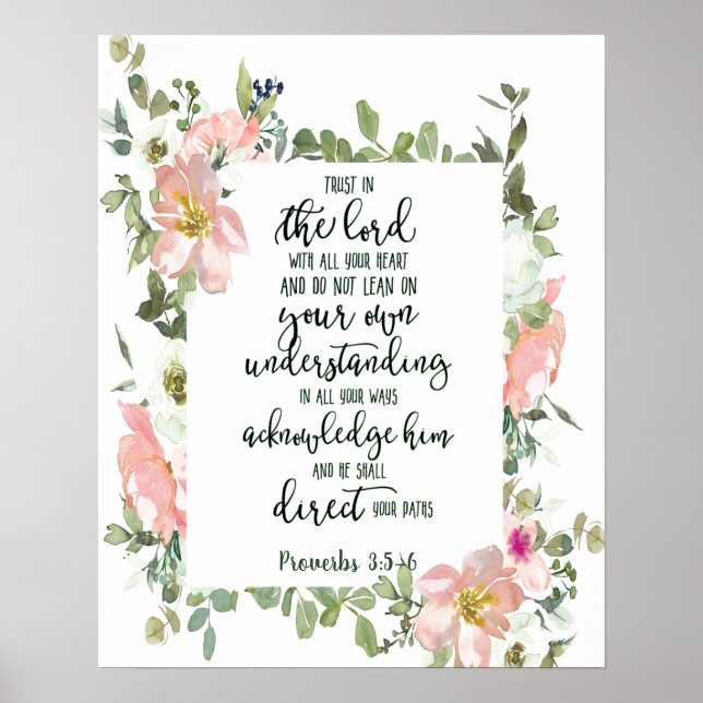 Poster Confie no Senhor floral   (Frente)