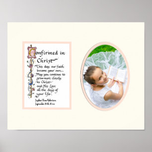 Poster Confirmação confirmada na fotografia da menina d