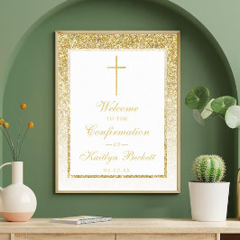 Poster Confirmação Ou Batismo Dourado Elegante