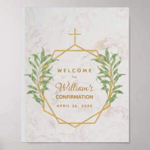 Poster Confirmação Verde Botânico Dourado Geométrico