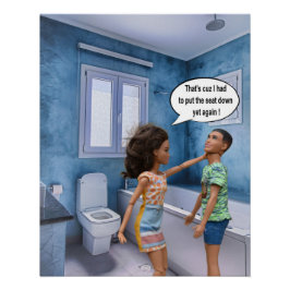 Pôster Conflito de assentos do banheiro