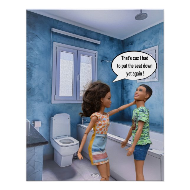 Pôster Conflito de assentos do banheiro (Frente)