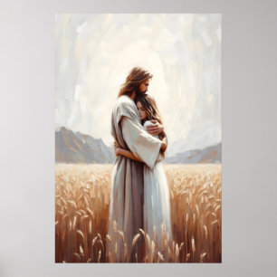 Poster Conforto Nele Jesus Abraçando Mulher Abraço de Cur