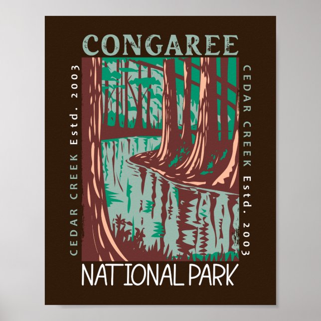 Poster Congaree National Park Cedar Creek Vintage (Frente)