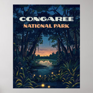 Poster Congaree National Park Swamp South Carolina Retro