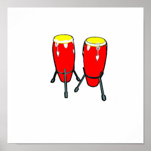 Poster Congas amarelos vermelhos na imagem do gráfico do