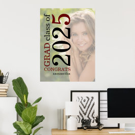 Poster Congrats Grad 2023 Photo Overlay Burgundy Black