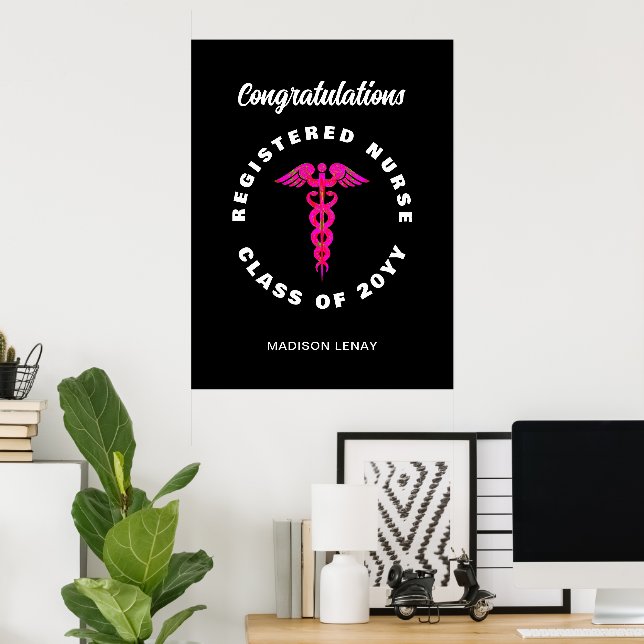 Poster Congratulations Registered Nurse Graduation Party (Escritório em casa)