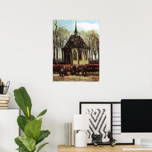 Pôster Congregação na Igreja, Nuenen por Vincent van Gogh