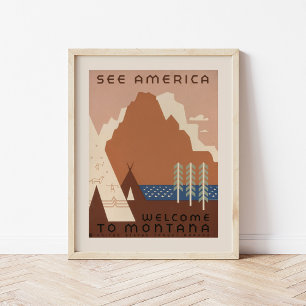 Poster Conheça a América Bem-vindo a Montana Viagens An