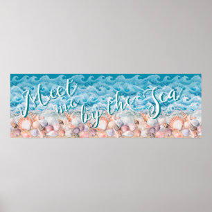 Poster Conheça-me pelo Cartaz de Conchas e Ondas do Mar