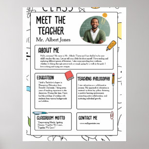 Poster Conheça o Professor Folheto Moderno de Volta às Au