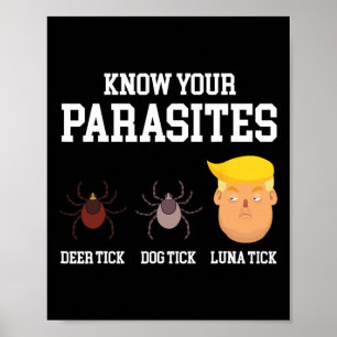 Poster Conheça Seus Parasitas Engraçado Anti Trump Resist