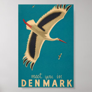 Poster Conheça você na Dinamarca Viagem Vintage