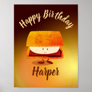 Poster conhecido de S'more do feliz aniversario