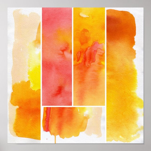 Poster Conjunto de aquarelas de abstrato pintadas manualm (Frente)