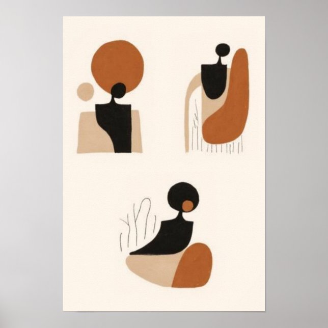 Poster Conjunto de Arte de Parede de Mulher Africana Abst (Frente)