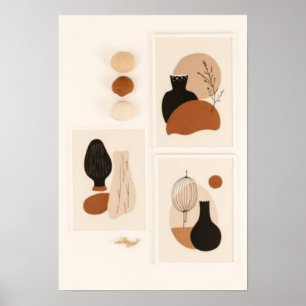 Poster Conjunto de Arte de Parede de Vaso Abstrato Mode