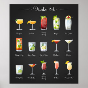 Poster Conjunto de bebidas