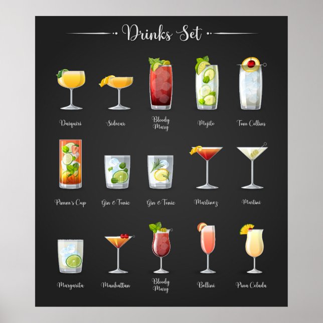 Poster Conjunto de bebidas (Frente)