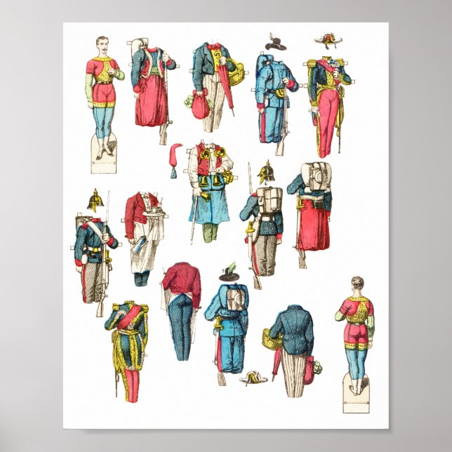 Poster conjunto de bonecas de papel miniatura de soldado (Frente)