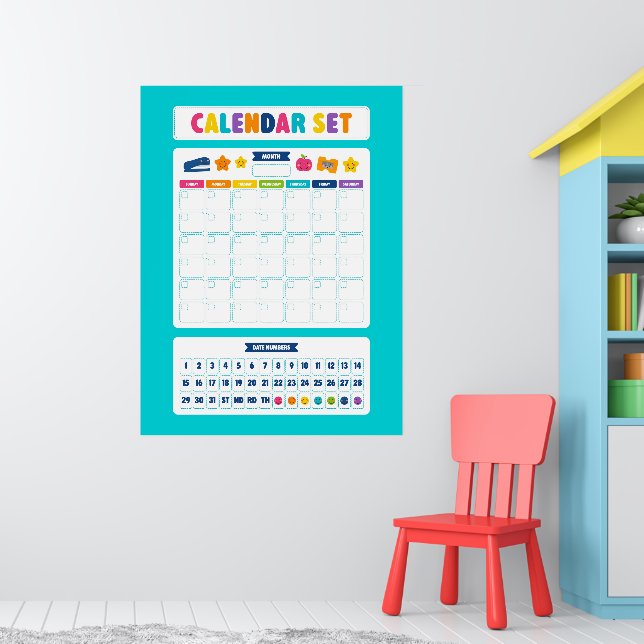 Poster Conjunto de Calendário Kawaii Fofo (Berçário 1)