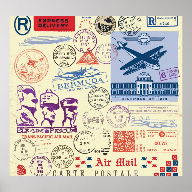 Poster Conjunto de Decretos do Carimbo do Documento Vinta (Frente)