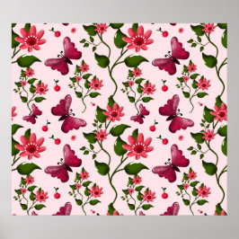 Poster Conjunto de festa de casamento floral Borboleta Mi