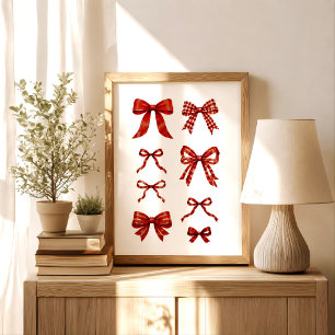 Poster Conjunto de Fita Vermelha Coquette Cottagecore Vin