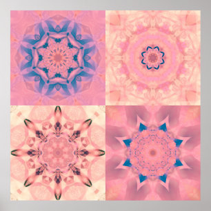 Poster Conjunto de fractais pastéis de abstrato com calei