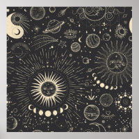 Conjunto de ilustrações vintage das fases da lua.