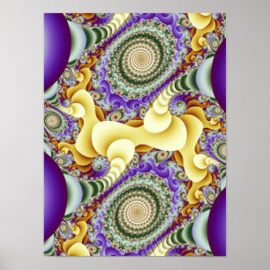 Poster Conjunto de Julia Fractal Redemoinho Amarelo Doura