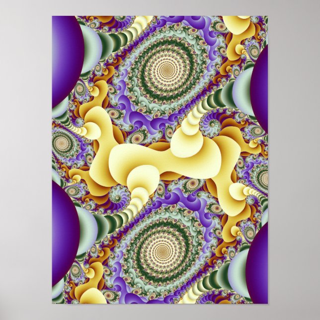 Poster Conjunto de Julia Fractal Redemoinho Amarelo Doura (Frente)