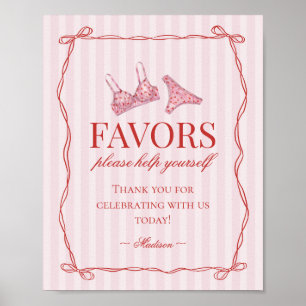Poster Conjunto de lingerie de coração rosa e vermelho pa
