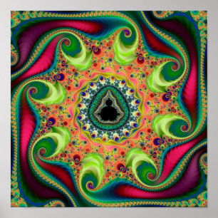 Poster Conjunto de Mandelbrot fractal psicodélico colorid