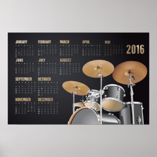 Pôster Conjunto de Tambores Calendário 2016